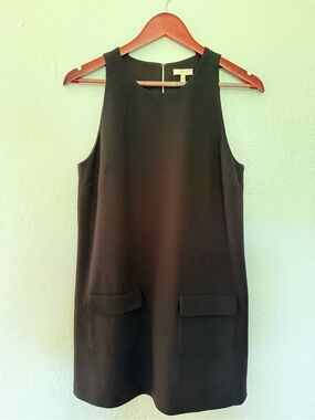 Joie Black Sleeveless Mini Shift Dress with Flap Pockets, size small
